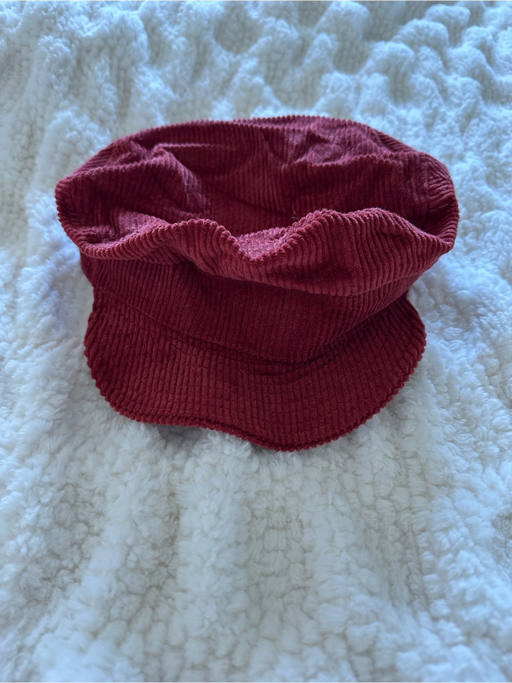 Free People Corduroy Baker Boy Hat in Wine Red